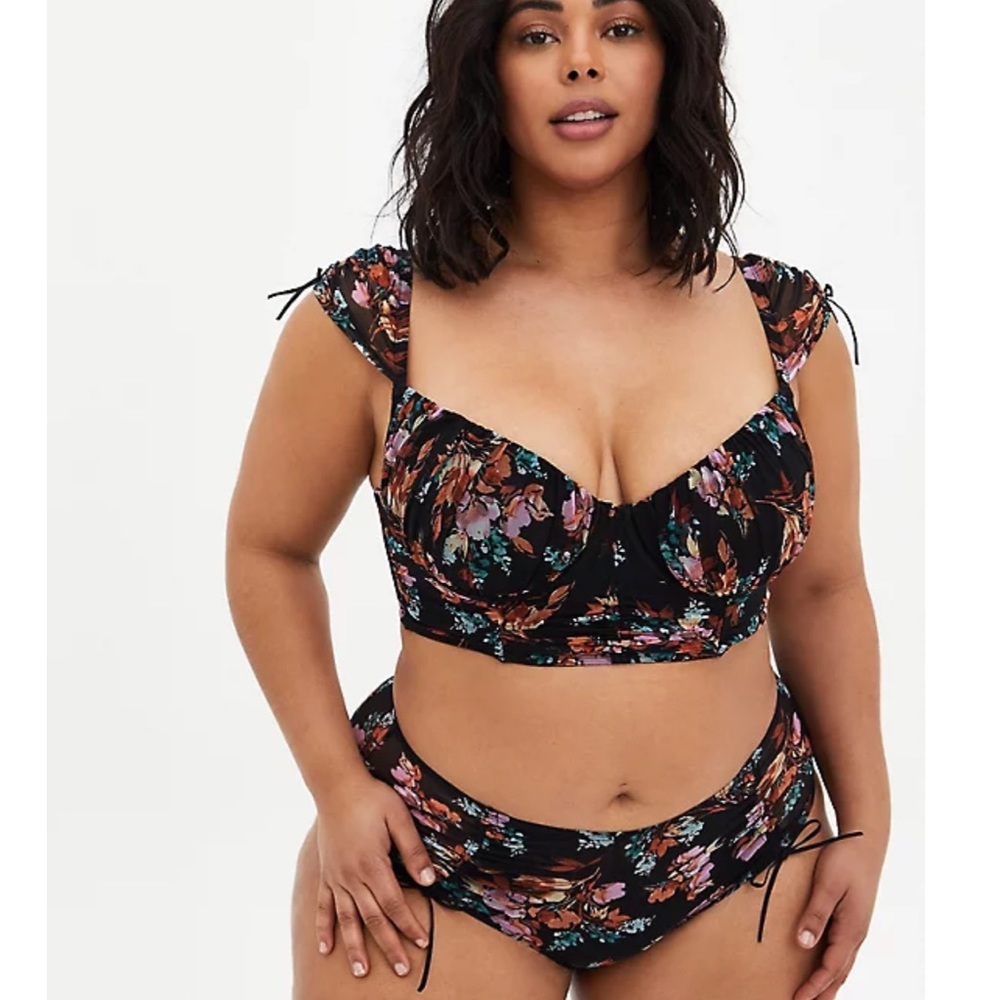 Torrid Black Floral Mesh Bralette Set